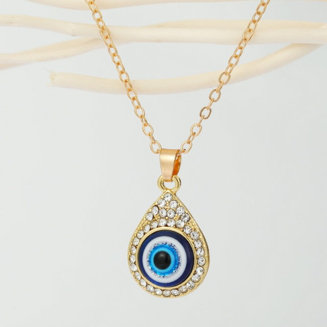 Vintage Turkish Evil Eye Pendant Choker Necklace Lucky Blue Evil Eyes Clavicle Chain Necklace Party Jewelry For Women Girls Gift