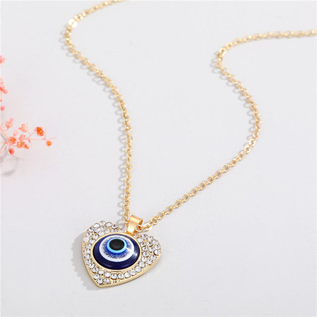 Vintage Turkish Evil Eye Pendant Choker Necklace Lucky Blue Evil Eyes Clavicle Chain Necklace Party Jewelry For Women Girls Gift