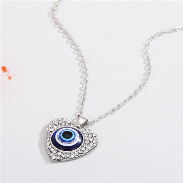 Vintage Turkish Evil Eye Pendant Choker Necklace Lucky Blue Evil Eyes Clavicle Chain Necklace Party Jewelry For Women Girls Gift