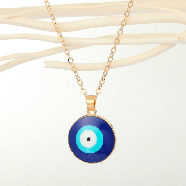 Vintage Turkish Evil Eye Pendant Choker Necklace Lucky Blue Evil Eyes Clavicle Chain Necklace Party Jewelry For Women Girls Gift