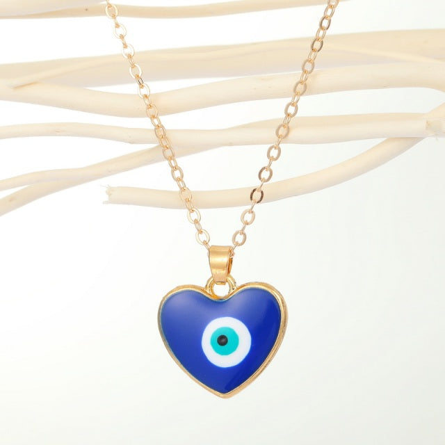 Vintage Turkish Evil Eye Pendant Choker Necklace Lucky Blue Evil Eyes Clavicle Chain Necklace Party Jewelry For Women Girls Gift