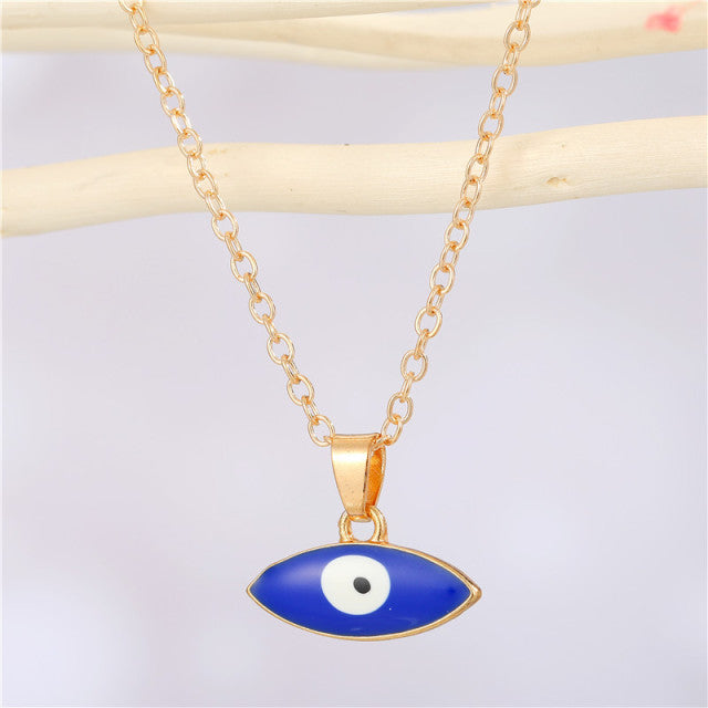 Vintage Turkish Evil Eye Pendant Choker Necklace Lucky Blue Evil Eyes Clavicle Chain Necklace Party Jewelry For Women Girls Gift