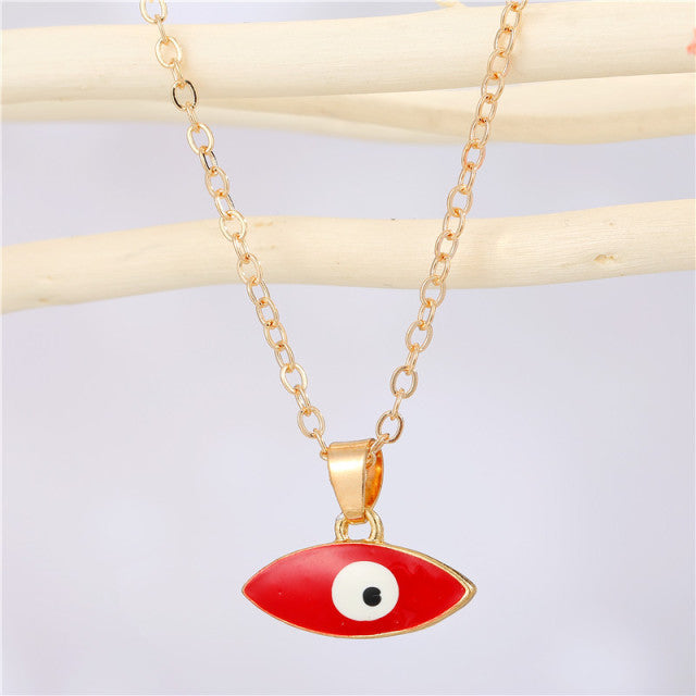 Vintage Turkish Evil Eye Pendant Choker Necklace Lucky Blue Evil Eyes Clavicle Chain Necklace Party Jewelry For Women Girls Gift