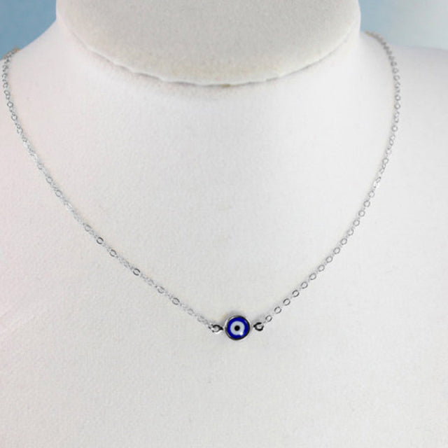 Vintage Turkish Evil Eye Pendant Choker Necklace Lucky Blue Evil Eyes Clavicle Chain Necklace Party Jewelry For Women Girls Gift