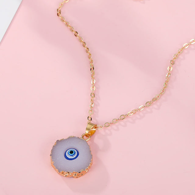 Vintage Turkish Evil Eye Pendant Choker Necklace Lucky Blue Evil Eyes Clavicle Chain Necklace Party Jewelry For Women Girls Gift